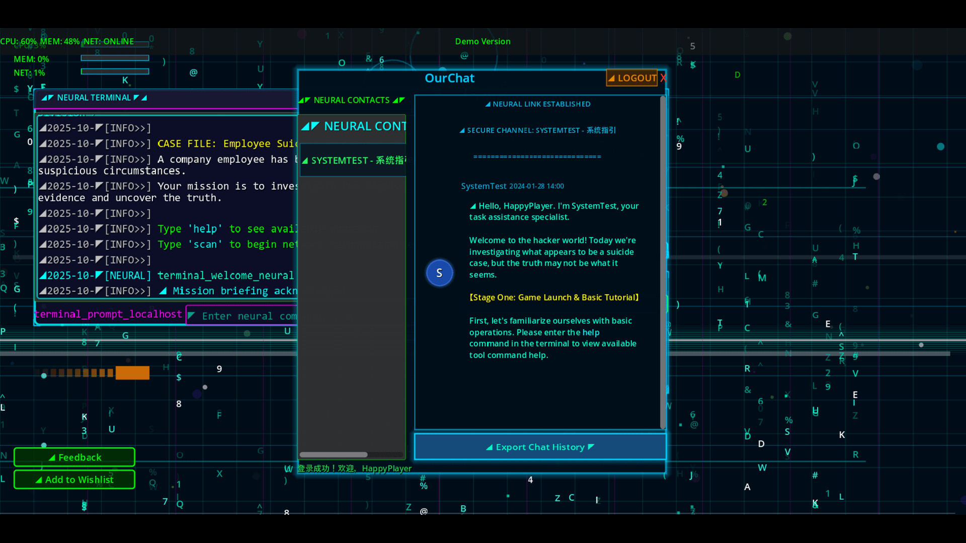 #1. System Clues Demo (Steam) 作者: CipherStudios