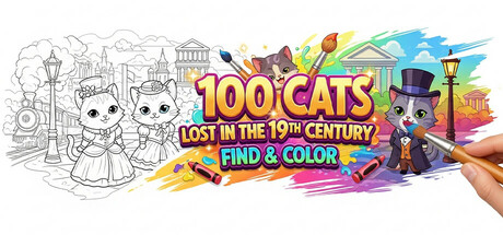100 Cats Lost in the 19th Century Find & Color game cover