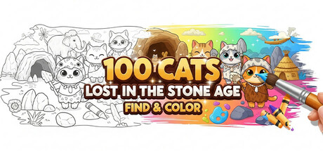 100 Cats Lost in the Stone Age Find & Color game cover