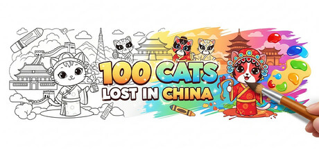 100 Cats Lost in China Find & Color game cover