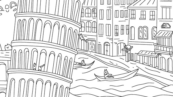 Screenshot of 100 Cats Lost in Italy Find & Color