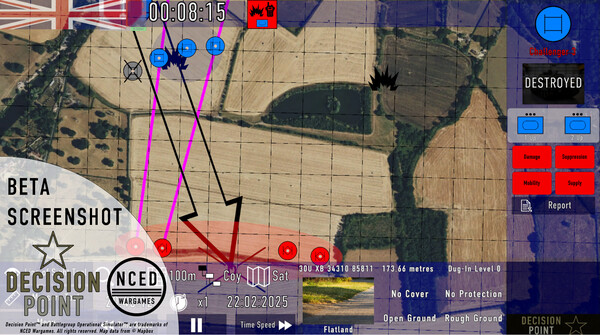 Screenshot of Decision Point: Battlegroup Operational Simulator gameplay showing in-action mechanics