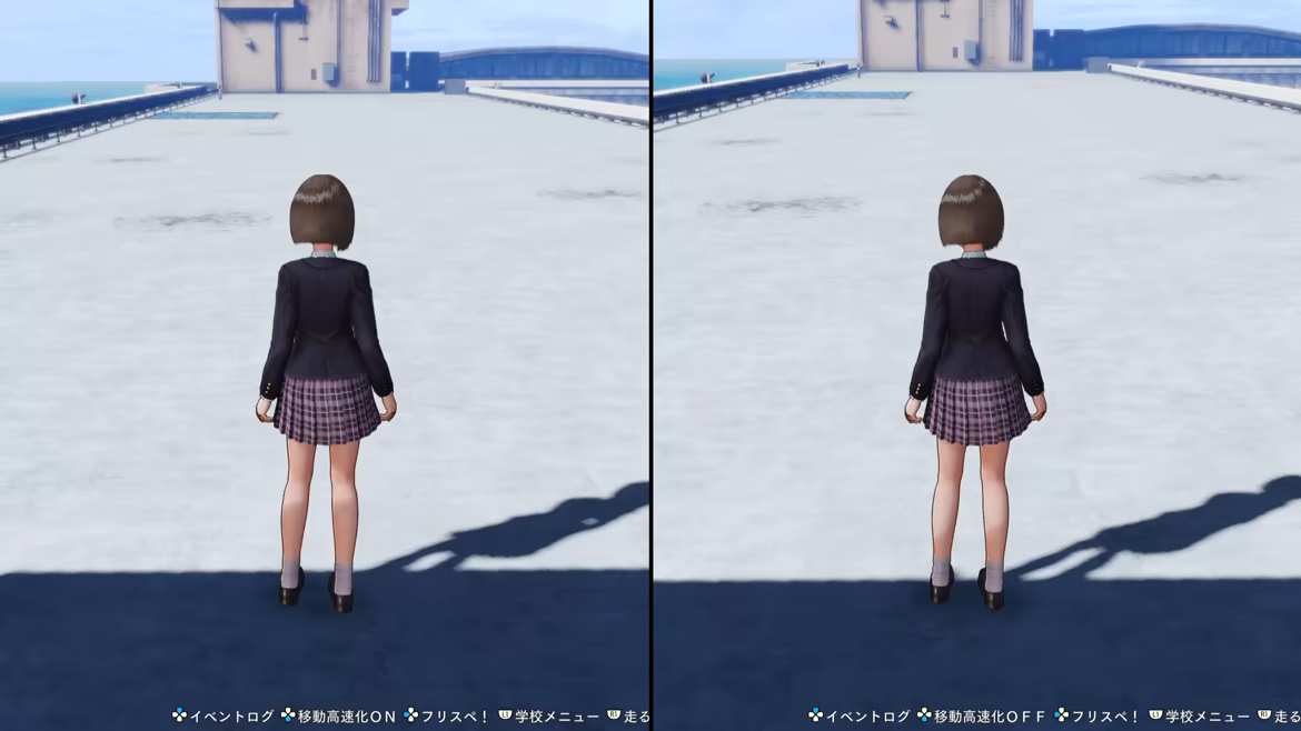 BLUE REFLECTION Quartet 幻に舞う少女の剣 移動高速化ON OFF比較画面