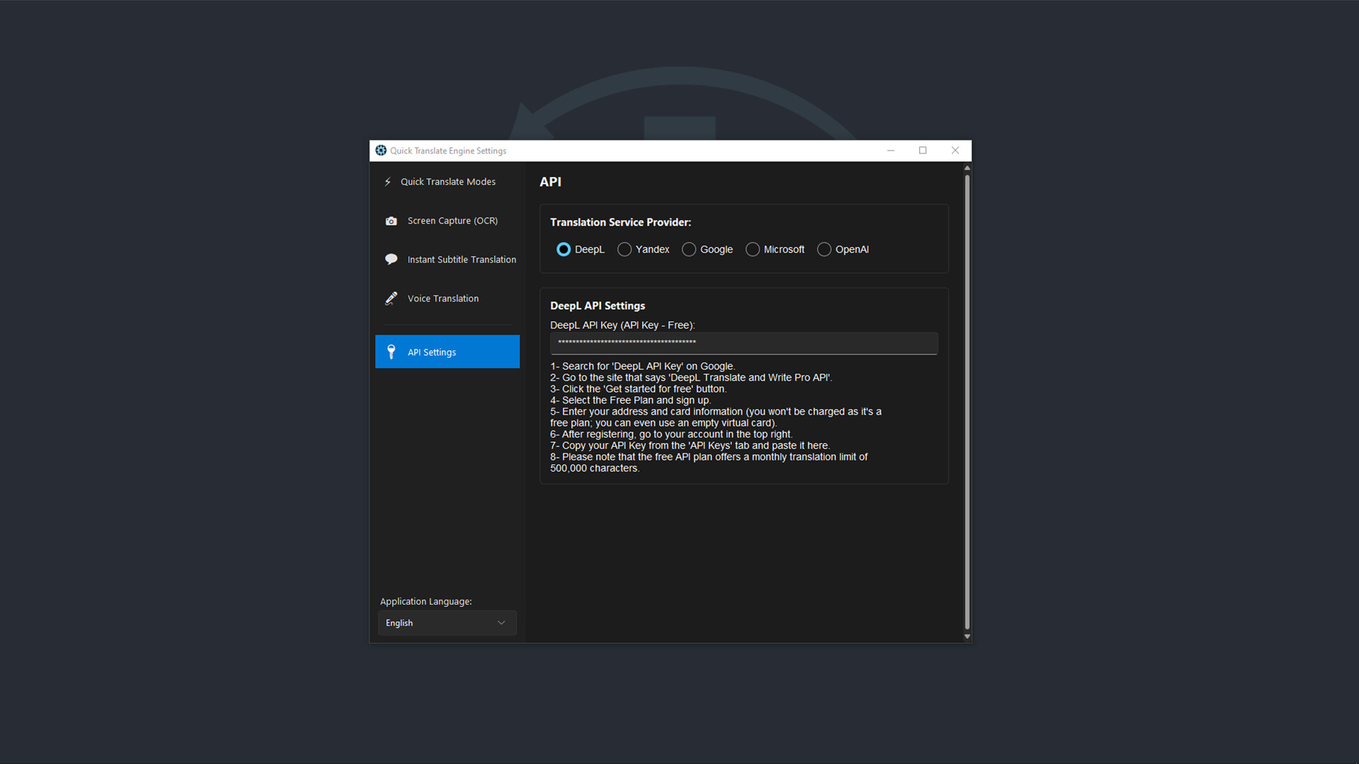#5. Quick Translate Engine (Steam) Ved: Enseke