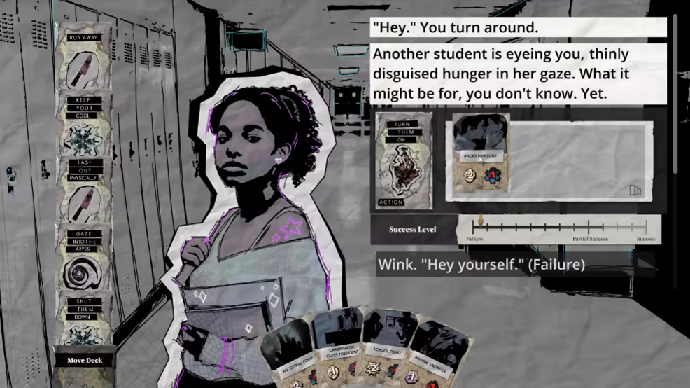 An NPC named Summer with dialogue, which Steam won't let me move away to type out, I'm sorry, but she has thinly veiled hunger in her eyes.