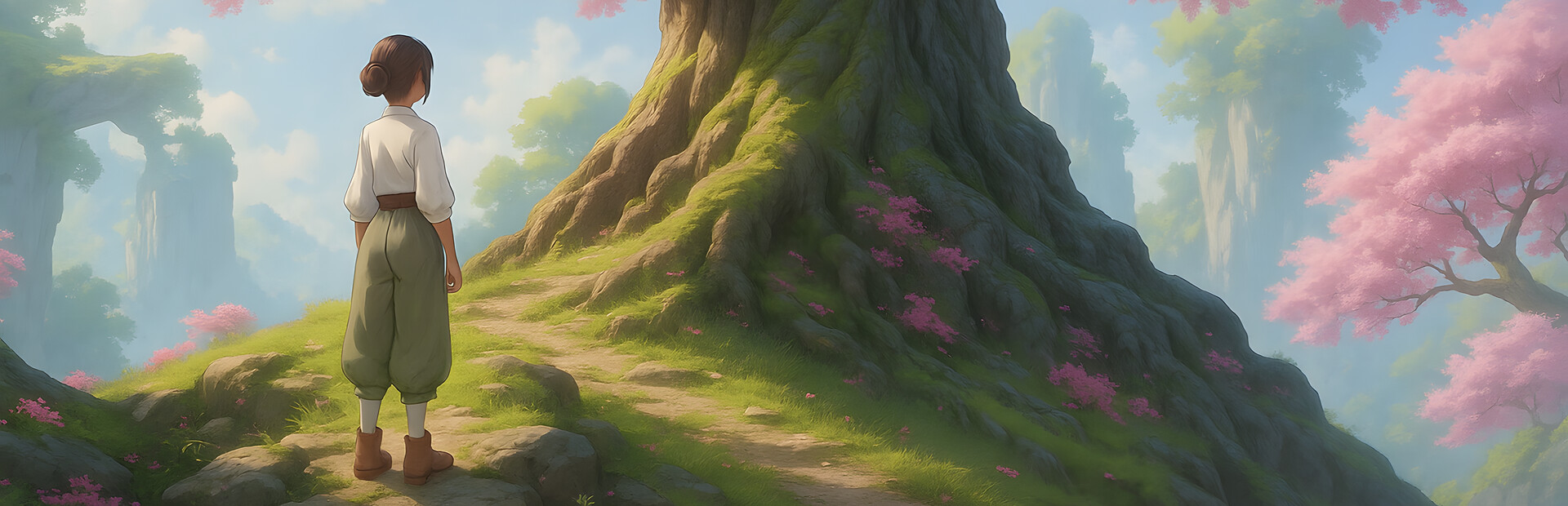 The shadow of the cherry trees