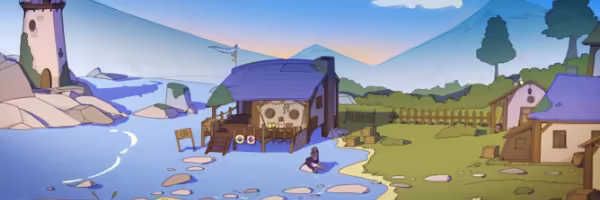 Showing the tavern The Drowsy Dragon from outside.