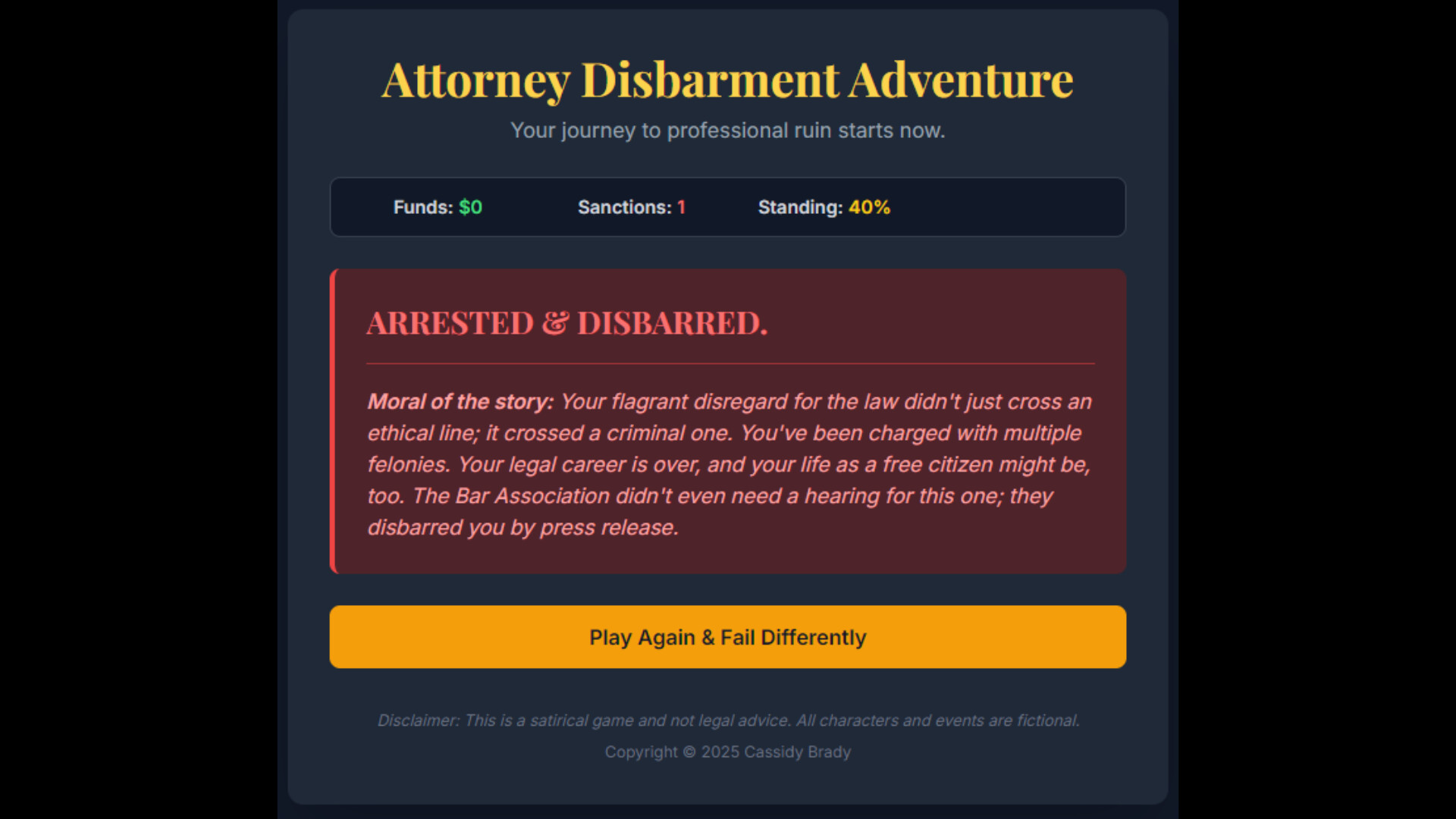 Attorney Disbarment Adventure screenshot #1