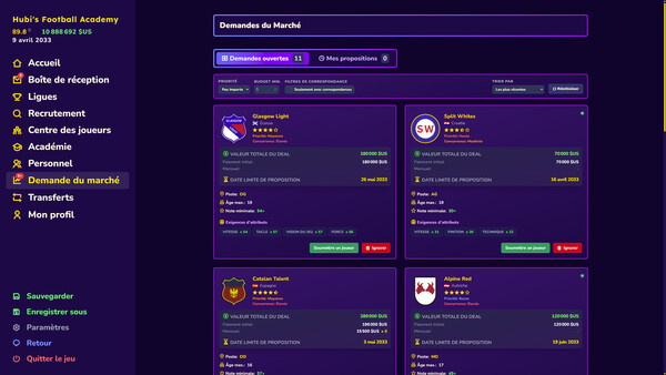 Capture d'écran 2 de Football Academy Manager