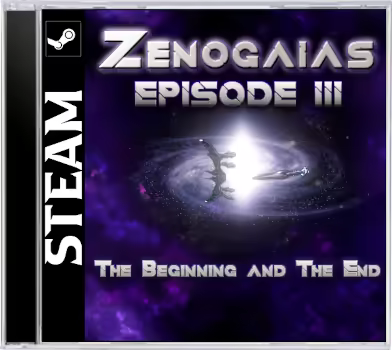 Box art for Zenogaias Episode III The Beginning and The End reminiscent of PSX-style CD carts.