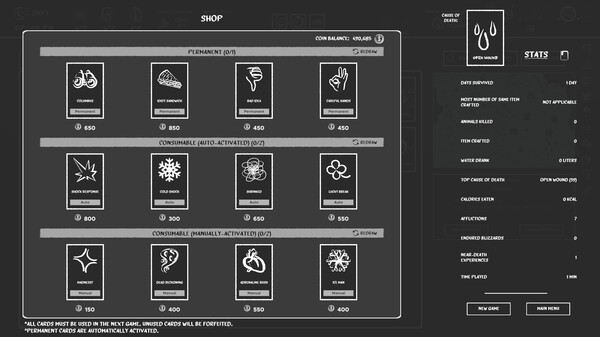 Don't Freeze: A Winter Card Survival Demo