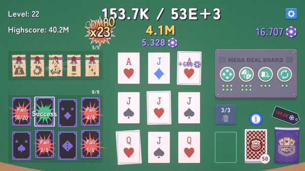 Screenshot of Mega Deal Card gameplay showing in-action mechanics