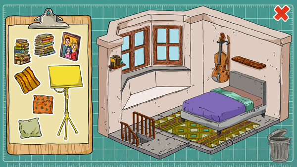 Screenshot of Cozy Sticker Home gameplay showing in-action mechanics