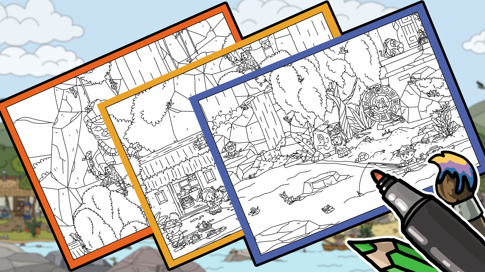#2. FIND ALL 8: The road to the Maya - Coloring Book (Steam) 由: Very Very LITTLE Studio