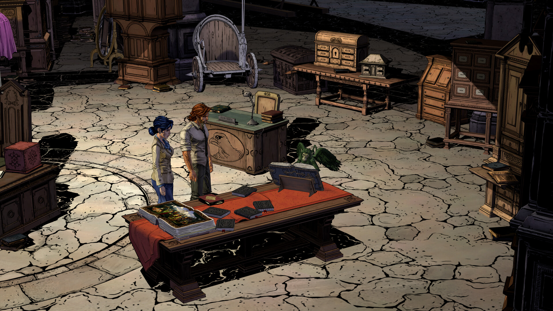 Bigby and Snow White in the Business Office in The Wolf Among Us Remastered
