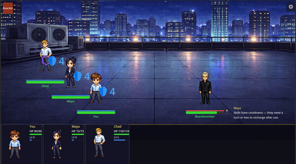 Screenshot of Elevator Pitch gameplay showing in-action mechanics