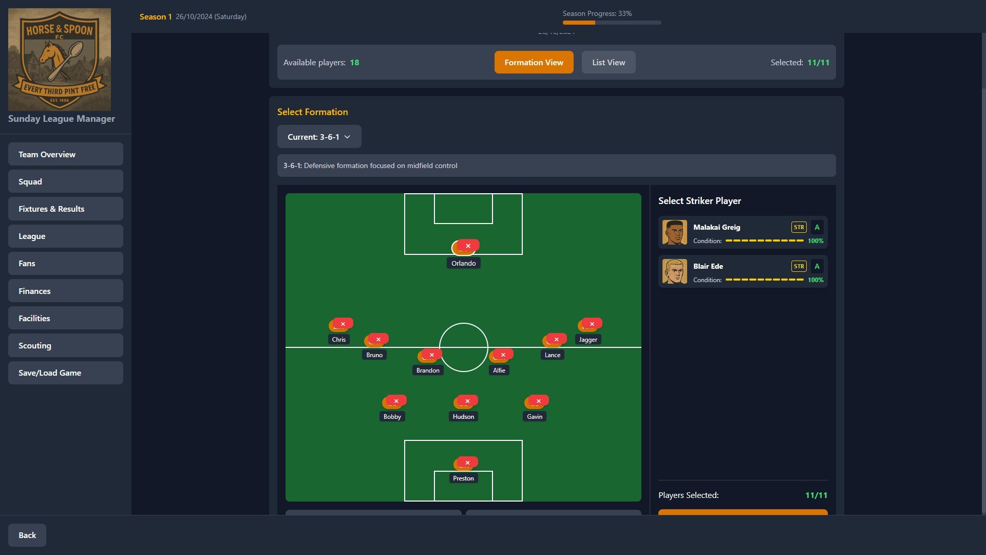 Sunday League Manager: Horse and Spoon screenshot #4