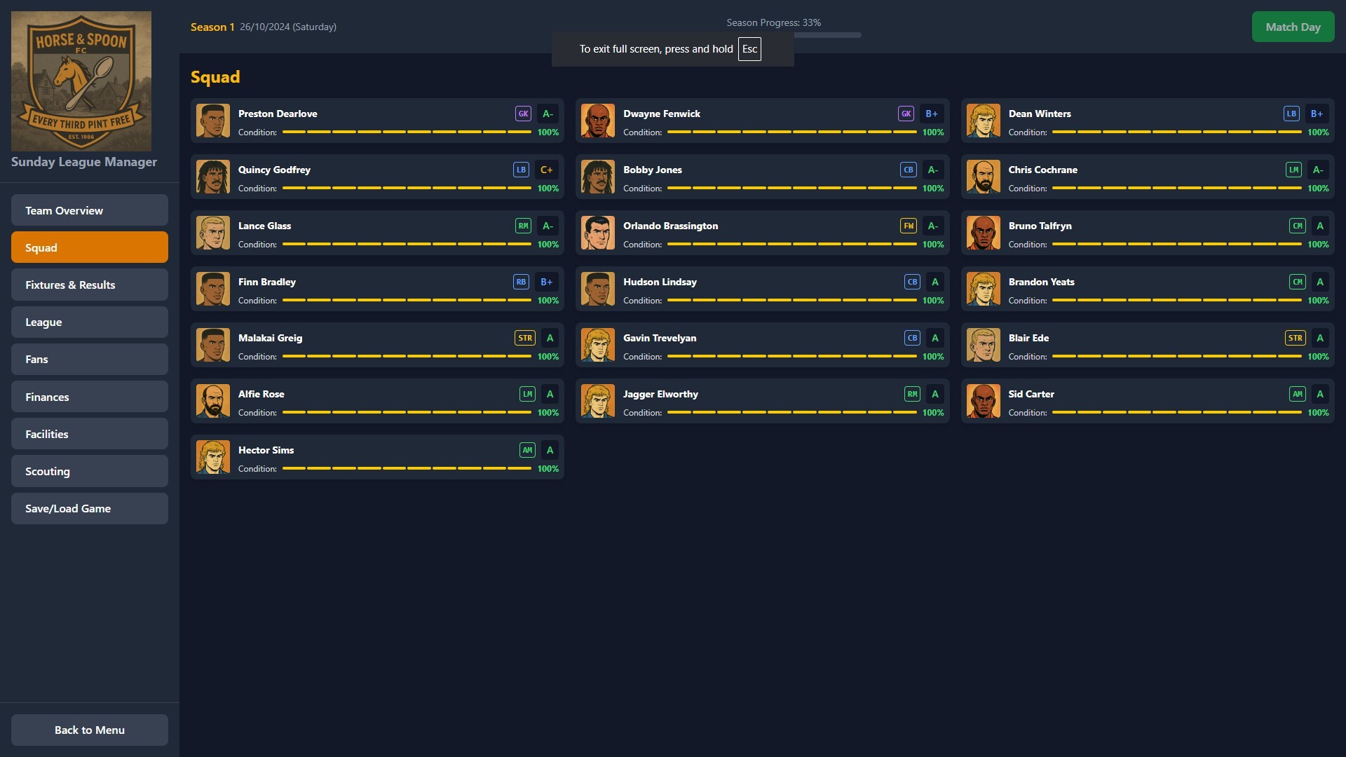 Sunday League Manager: Horse and Spoon screenshot #1