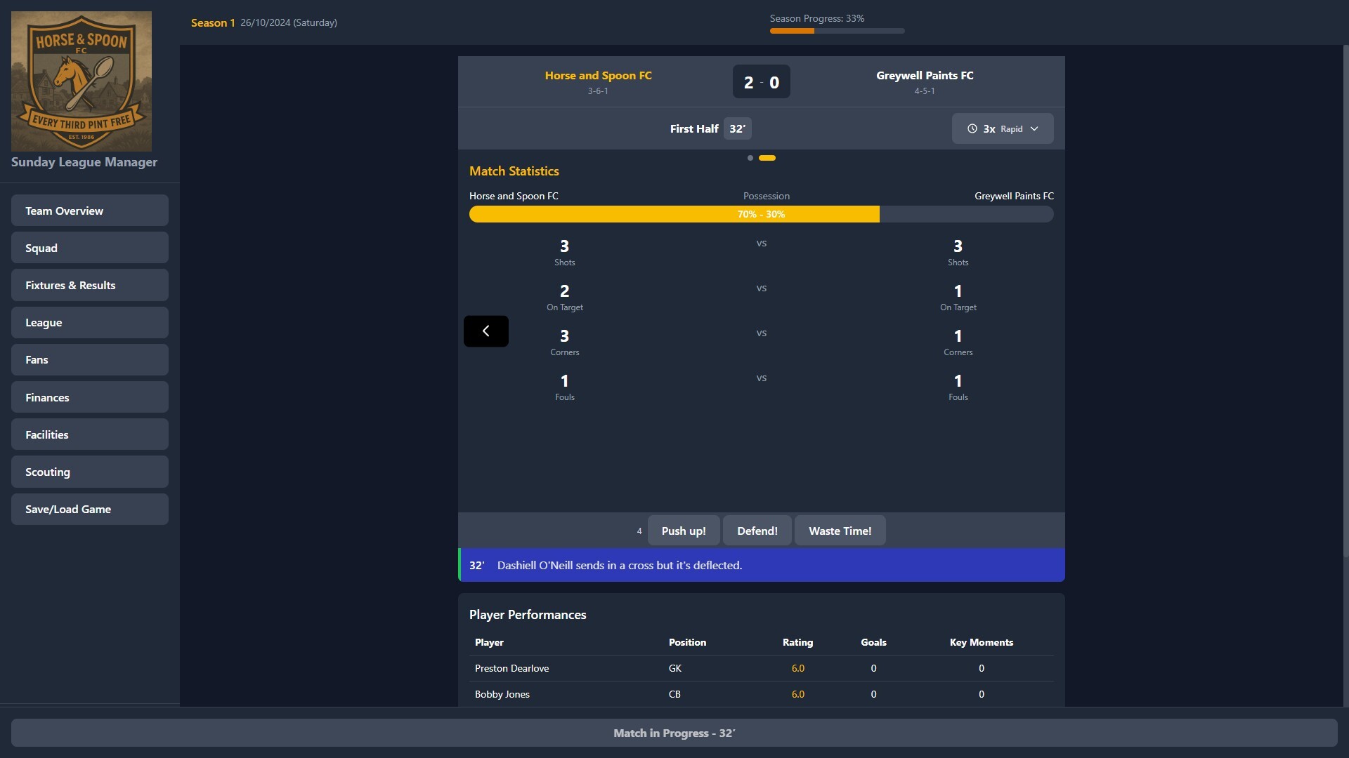 Sunday League Manager: Horse and Spoon screenshot #8