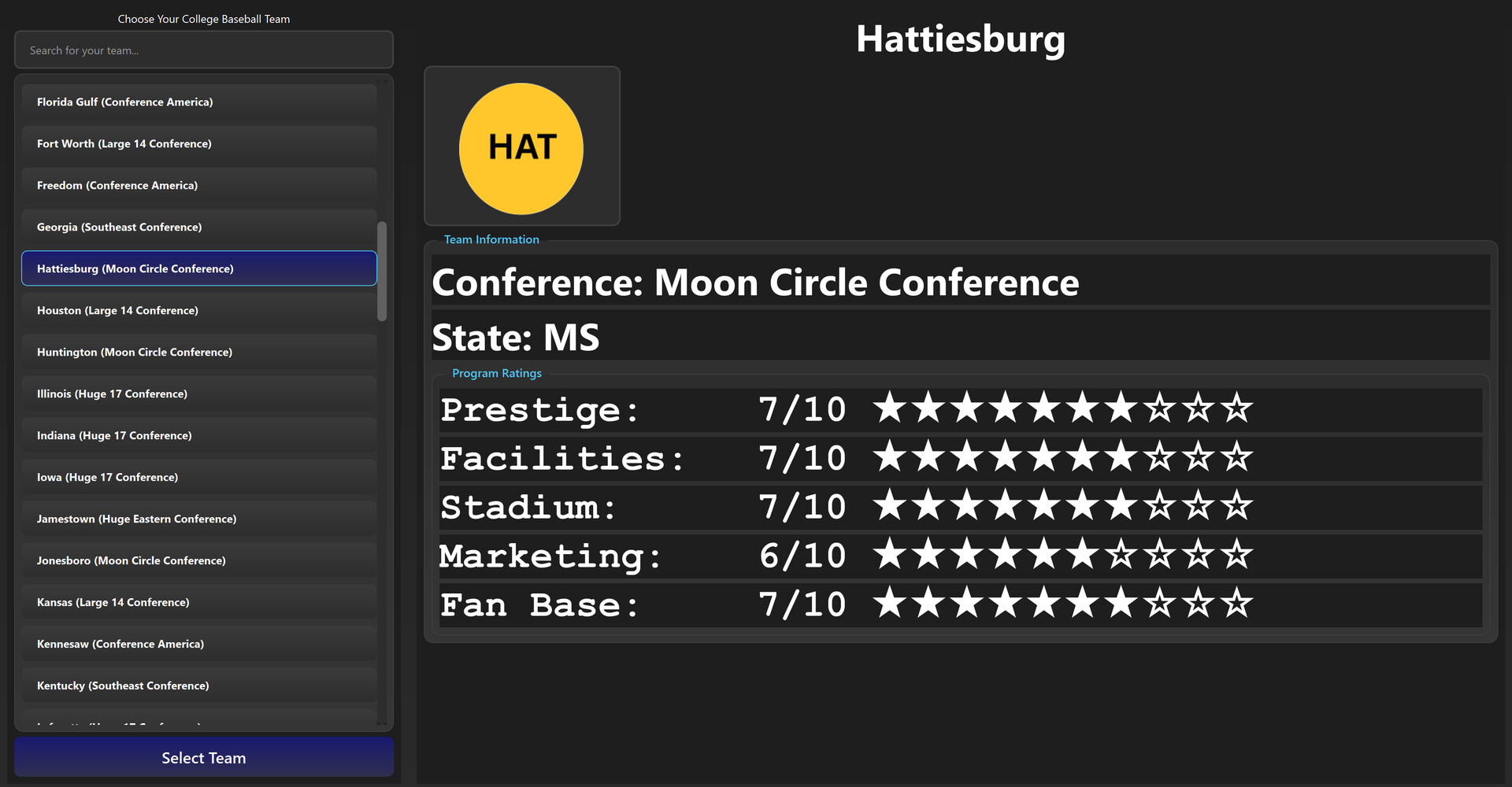 College Baseball: Dynasty Builder screenshot #2