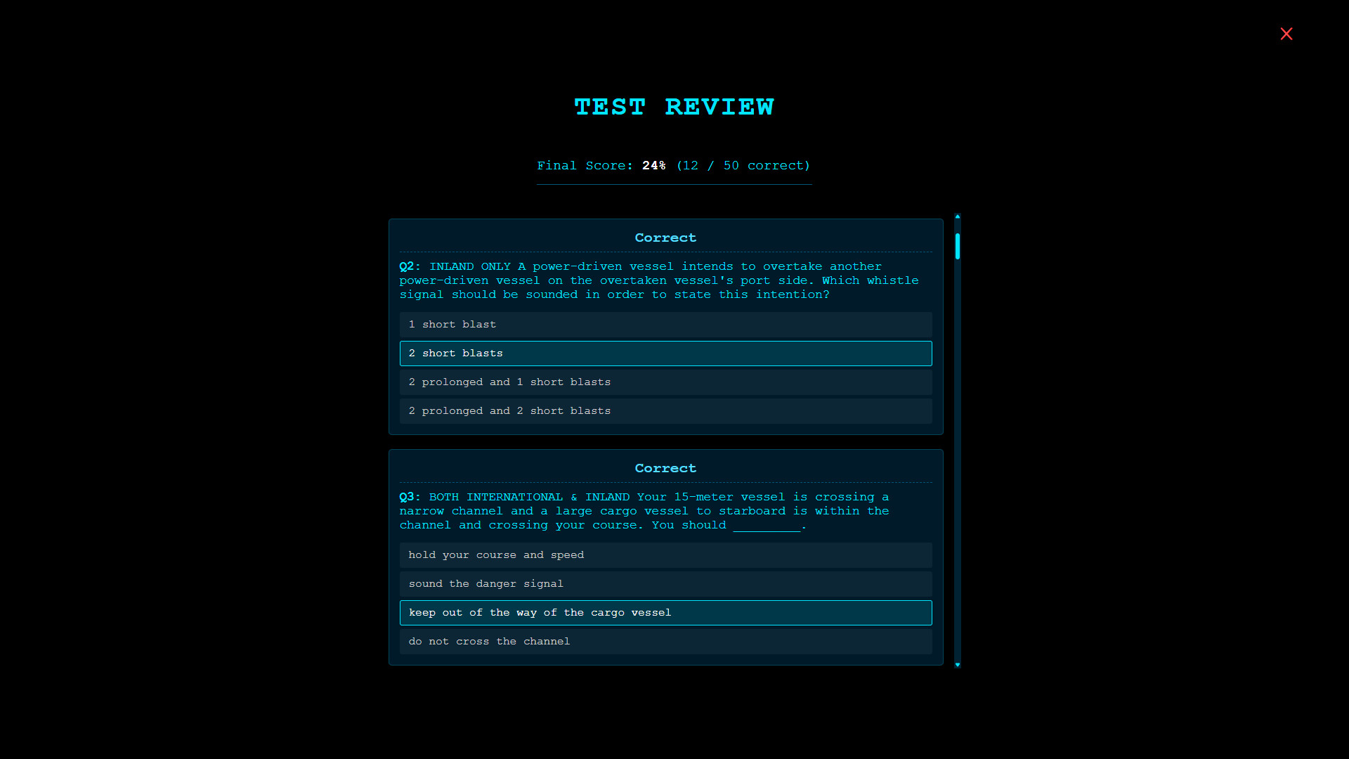 Watchstander: CORTA — COLREGS / Rules of the Road Training Administrator screenshot #2