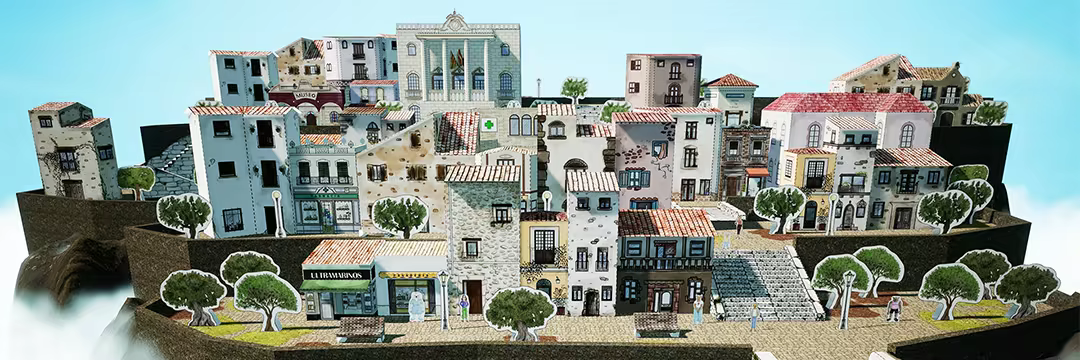 Иллюстрация из описания игры Cutout Village