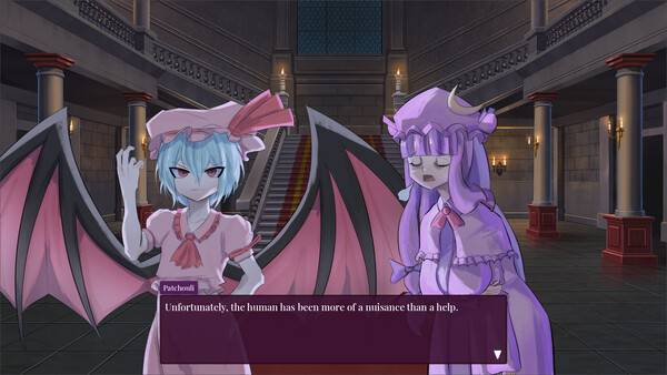 Screenshot of Cursed Scarlet Mistresses: A Touhou Tale gameplay showing in-action mechanics