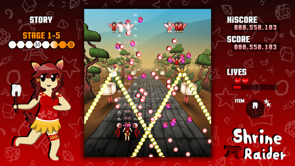 Screenshot of Shrine Raider gameplay showing in-action mechanics