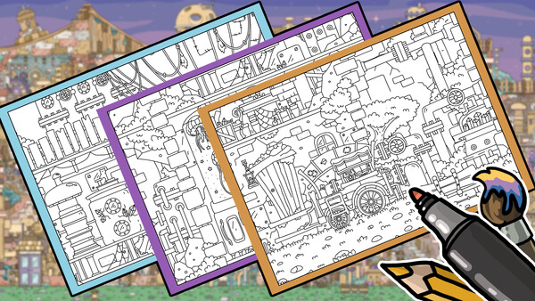 HIDDEN CATS 4: Aetherpunk - Coloring Book