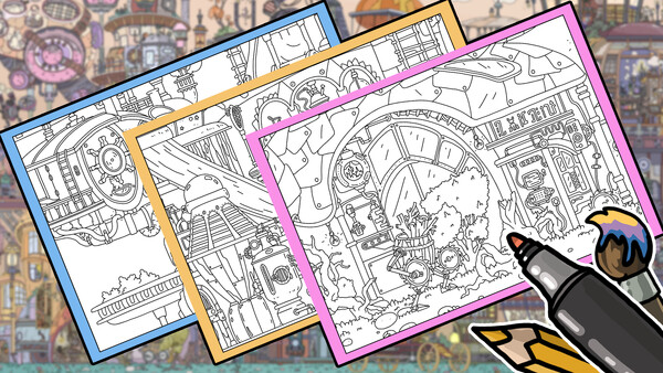 HIDDEN CATS 4: Aetherpunk - Coloring Book
