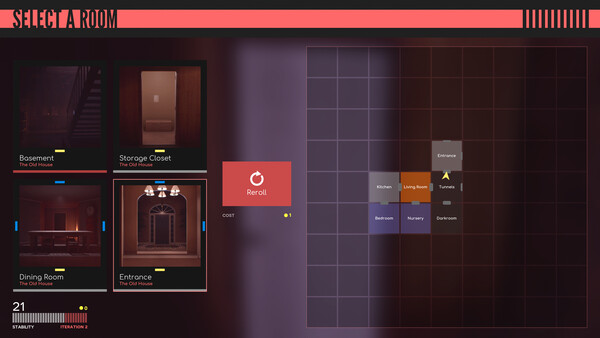 Screenshot of Incoherence: Dark Rooms gameplay showing in-action mechanics
