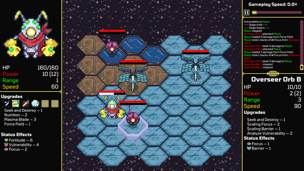 Screenshot of SOLARFLARE gameplay showing in-action mechanics