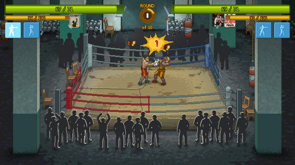 Screenshot of Punch Club gameplay showing in-action mechanics