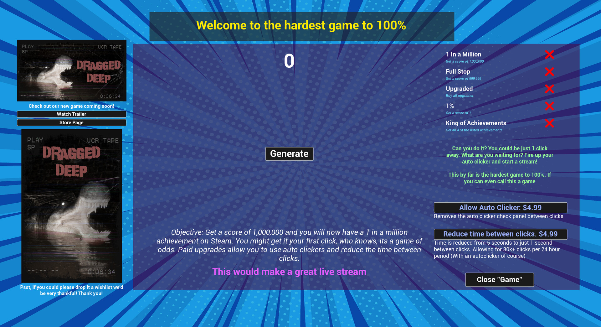 1 In a Million | A game of odds - Reduce Time (Steam) 由: Mythroot Interactive 1 In a Million | A game of odds - Reduce Time (Steam) 由: Mythroot Interactive