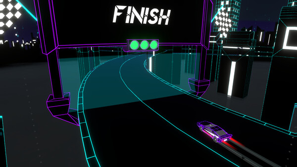 Screenshot of Wireframe: Racing gameplay showing in-action mechanics