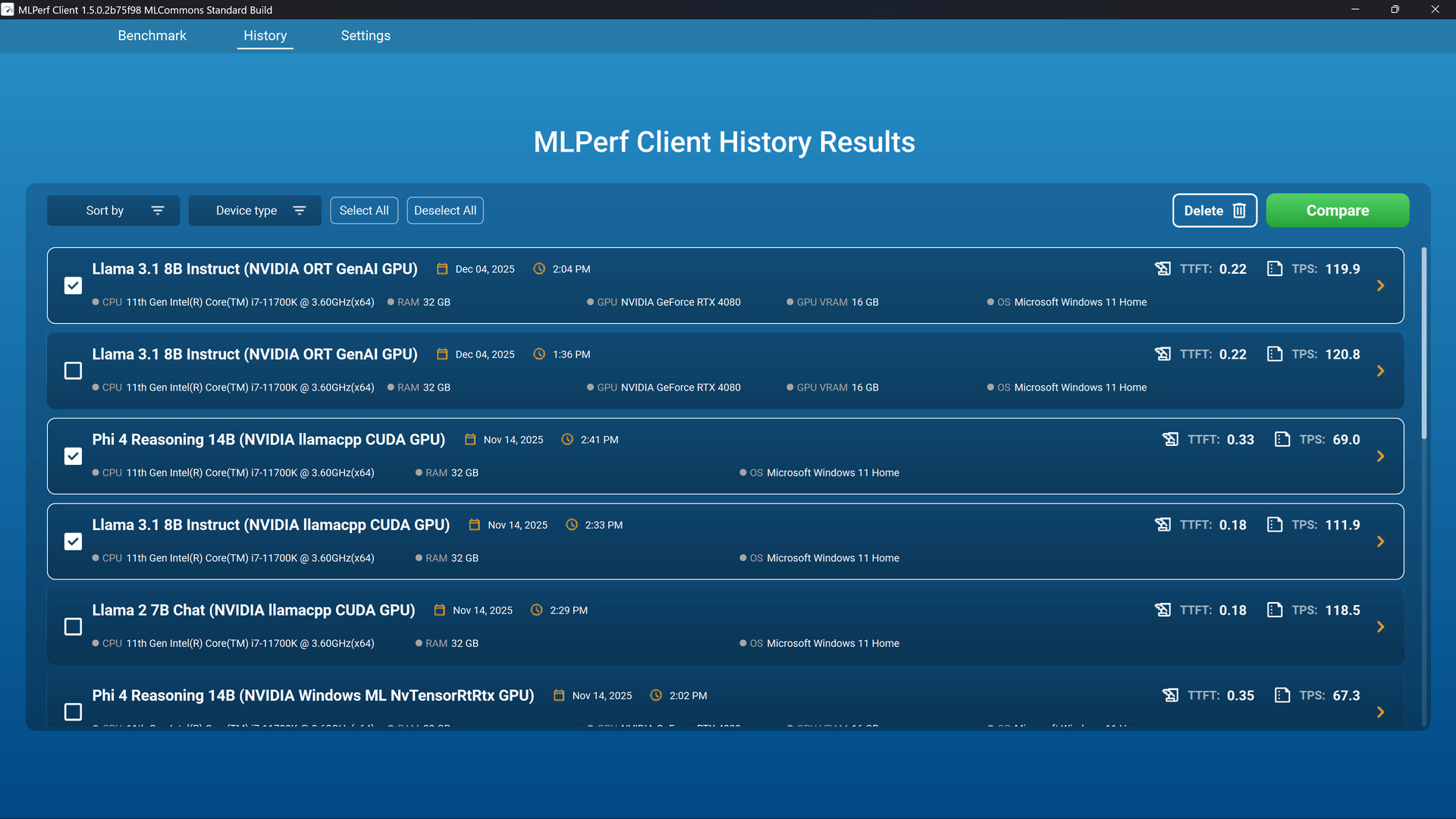 MLPerf Client screenshot 2