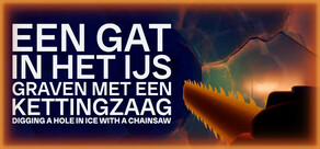 Een gat in het ijs graven met een kettingzaag