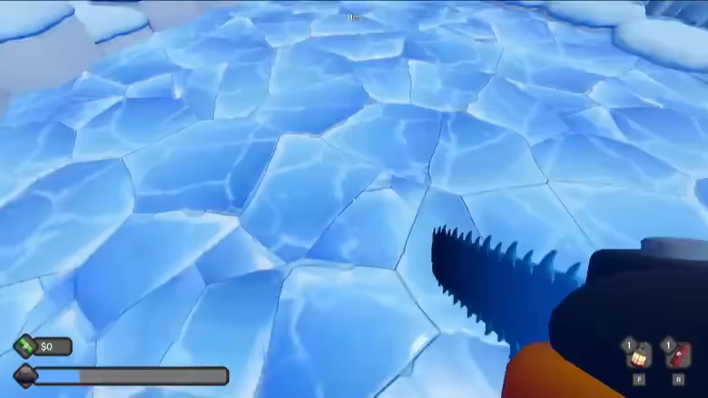 Digging A Hole In Ice With A Chainsaw video 1