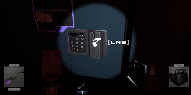 A purple keycard being used on a keypad.