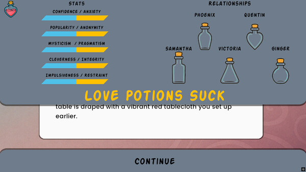 Love Potions Suck: A Text Romance game for Linux 1