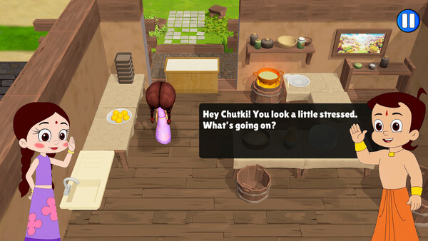 Screenshot of Chhota Bheem Kitchen Adventures gameplay showing in-action mechanics