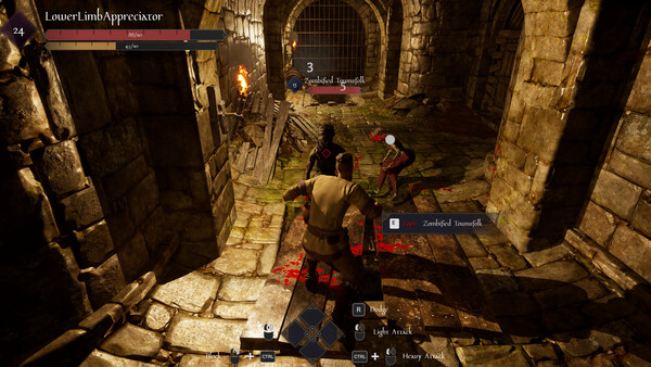 Screenshot of The Freeblades gameplay showing in-action mechanics