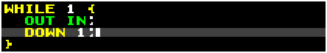 Short snippet of code in the 1000-BIT programming language