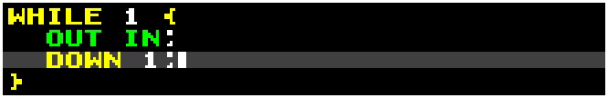 Short snippet of code in the 1000-BIT programming language