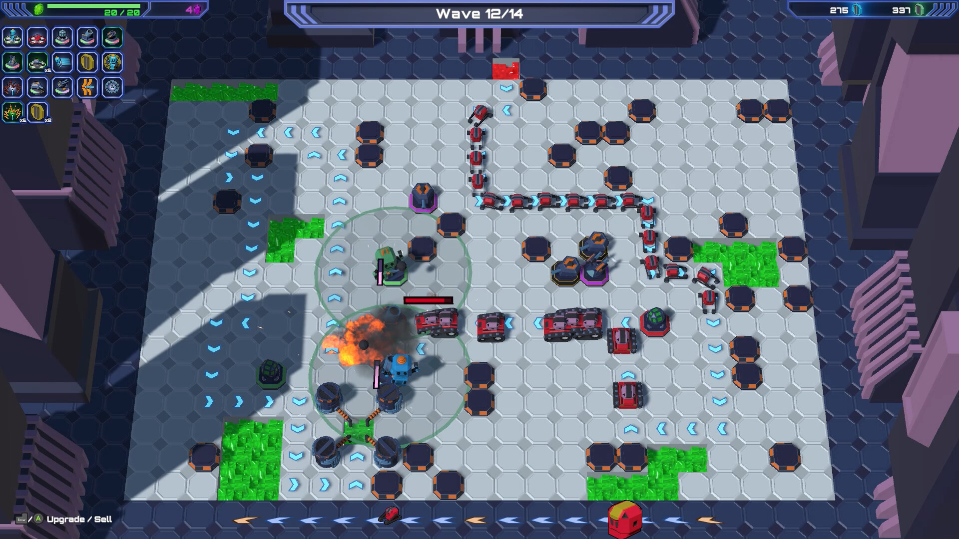 Glorpotron gameplay screenshot 1 — tower placement and enemy waves