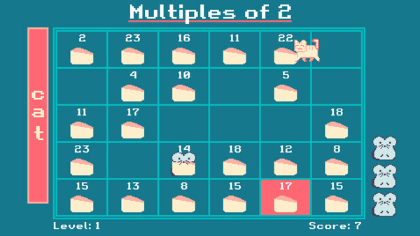 Screenshot of Math MunCheese gameplay showing in-action mechanics