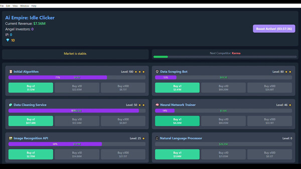 Screenshot of Ai Empire: Idle Clicker gameplay showing in-action mechanics