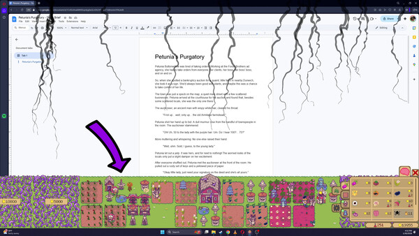 Screenshot of Petunia's Purgatory gameplay showing in-action mechanics