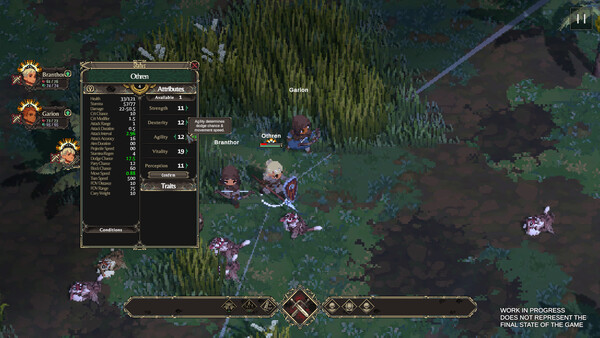 Screenshot of Of Blood and Descent gameplay showing in-action mechanics