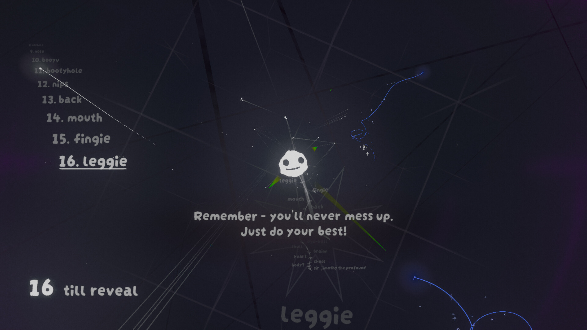 nick¹s recursive videogame⁴ about deciphering word¹⁶ puzzle⁷⁹s to discover your identity²⁵ and redefine the universe³¹⁸! screenshot #7